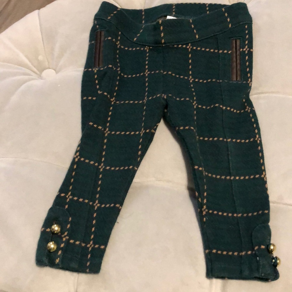Janie and Jack hunter green leggings- sz 6-12 mos